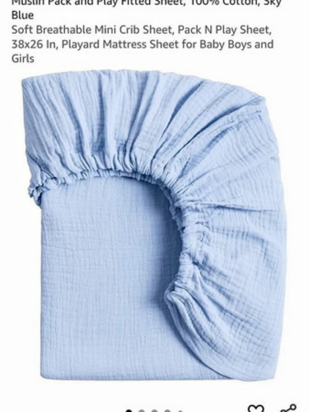 Mecorocallo Muslin Mini Crib Fitted Sheet Blue Cotton Pack and Play Sheet